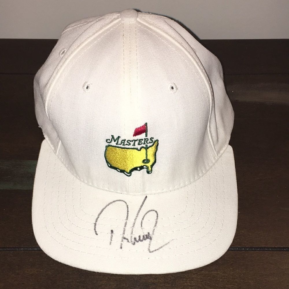 Retro white signed Davis Love III caddie model Masters Augusta National Cap Hat